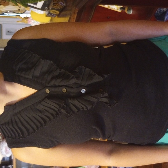 Chico's Tops - Cache Black Sleeveless Ruffle Sweater